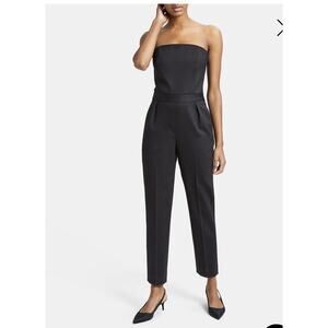 $879 Theory Women's Black Off The Shoulder Sleeveless Strapless Jumpsuit Size 10